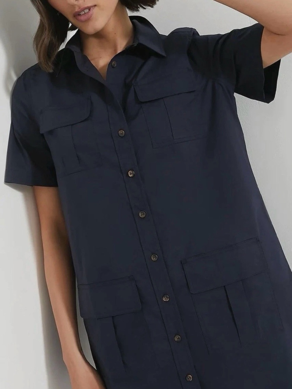Tuckernuck Navy Utility Shirt Dress with Patch Pockets
